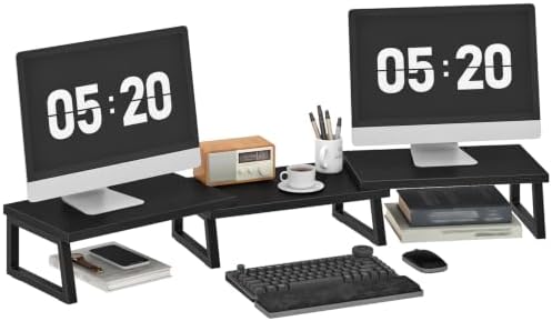 HOOBRO Dual Monitor Stand Riser, Computer Monitor Stand for PC, Black