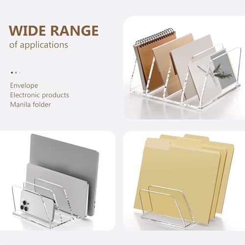 SANRUI Acrylic Bill Mail Sorter Desk Organizer Holder,4 Compartments Clear