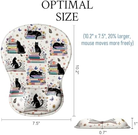 Cat Mouse Pad with Wrist Rest Cute Ergonomic Mousepad Middle Concave Office