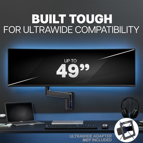VIVO Premium Ultrawide Monitor Counterbalance Wall Mount for up to 49 inch Screens, Holds 44 lbs, Full Motion, Max VESA 100x100, Black, MOUNT-V101V