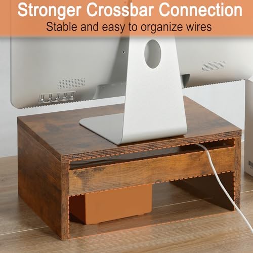 TEAMIX 6.7 inch Tall Monitor Stand Riser, Wood Shelf Riser, Desk Organizer