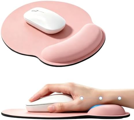 Ergonomic Mouse Pad with Wrist Rest, Lycra Surface, Pink