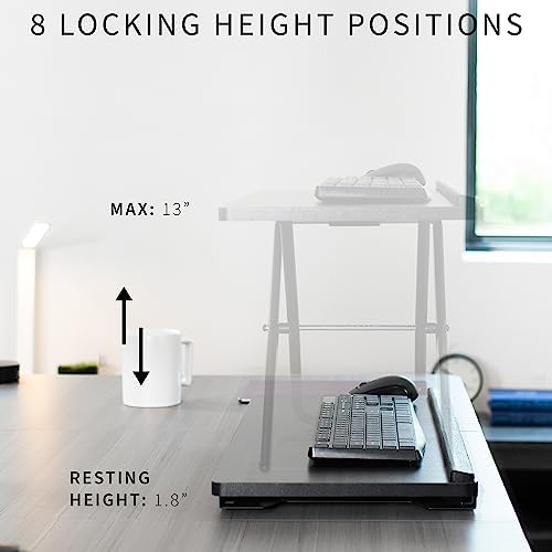 VIVO Black 27 in Single Top Keyboard and Mouse Riser, DESK-V000P