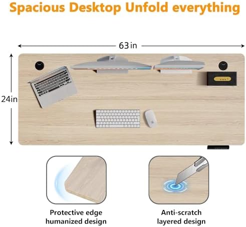 Hmimi 63'' ×24'' Height Adjustable Electric Standing Desk