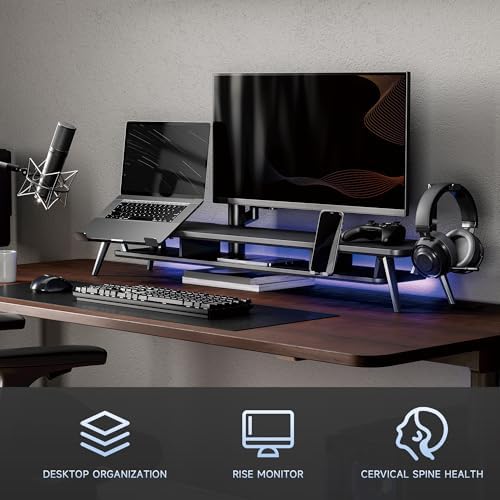 Fenge 42.5-Inch Monitor Stand Riser with Laptop, Phone & Headphone Holders