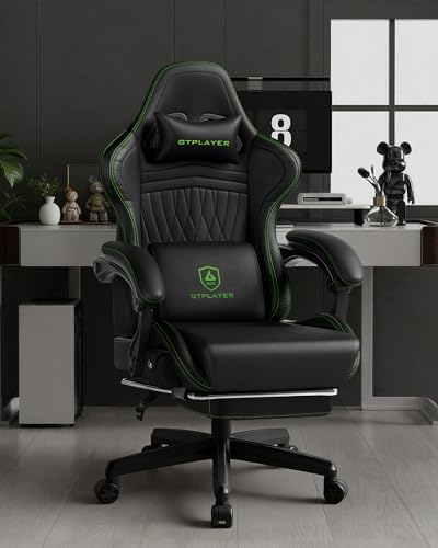 GTPLAYER ACE-PRO Music Gaming Chairs – Built-in Speakers, App Support & Bluetooth Control, Computer Game Chairs with Footrest for Adults, Ergonomic, Reclining, Linkage Armrest, Black