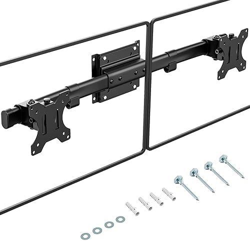 PUTORSEN Dual Monitor Wall Mount, Horizontal Assembly Mount for 2 Monitor Screens up to 27 inches,Max. 10kg, VESA 75x75/100x100mm