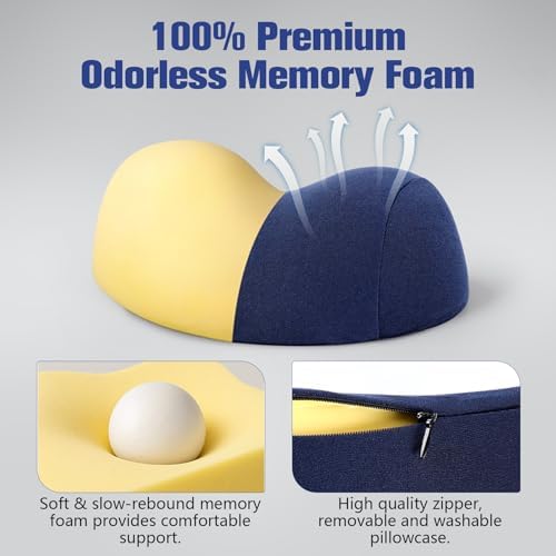 COMFYTHERA Small Neck Stretcher Pillow for Pain Relief, Soft Cervical Traction Device Neck Mild Support Pillow Memory Foam Cervical Neck Orthopedic Pillow for Tension Muscle Relax Relief (Dark Blue)