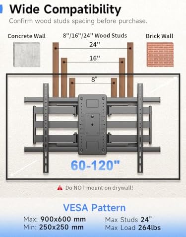 Suptek Heavy Duty TV Wall Mount for 60-120 Inch TVs Holds up to 264 lbs