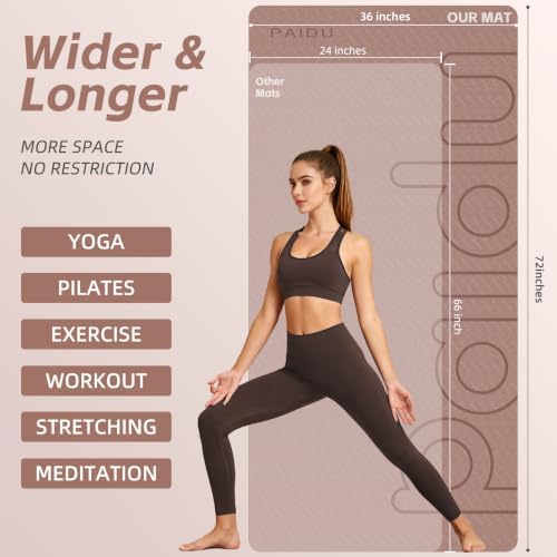 PAIDU Large Yoga Mat 72"x36"x10mm Non-Slip Exercise Mat for Home Gym Studio