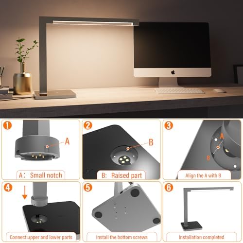 Aluminum LED Desk Lamp with Charging Station, 15W Table Lamp Work