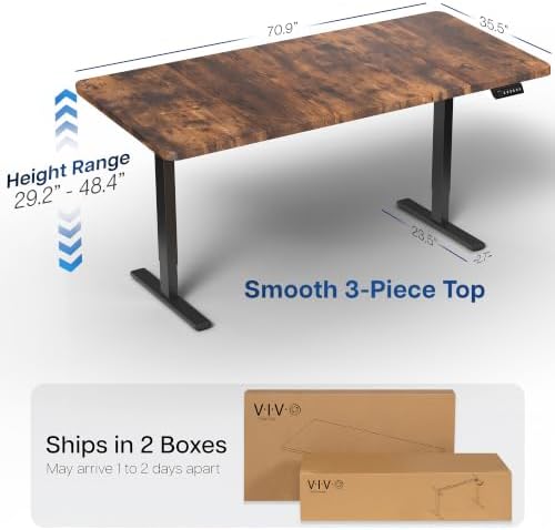 VIVO Rustic Vintage Brown 71 x 36 in Standing Desk, DESK-KIT-1B7N-36