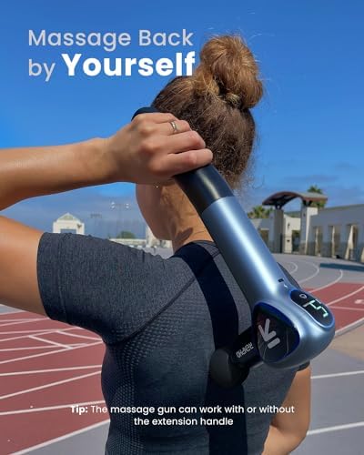 Renpho Massage Gun Deep Tissue, Back Massager for Pain Relief with Long Extension Handle, Percussion Handheld Mini Muscle Massagers Cordless for Athletes Neck, Reach