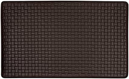 Woven-Embossed Faux-Leather Anti-Fatigue Mat, 18 x 30 in, Black