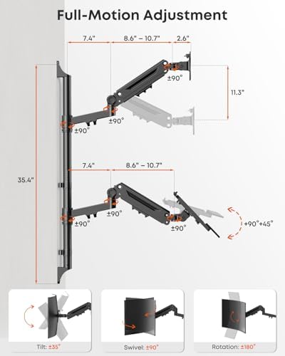 PUTUOSEN Wall Mount Monitor Arm with Keyboard Tray for 17 to 32 Inch
