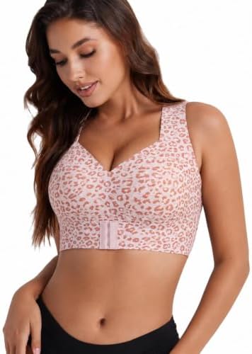 Posture Bra for Women Cross Back Front Closure Wireless Posture Support Bra