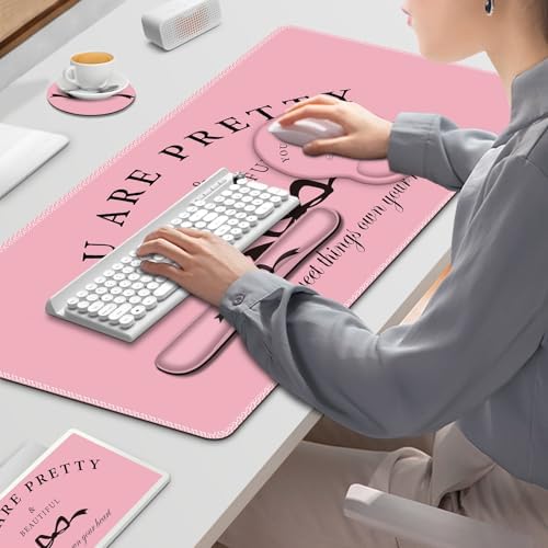 Gaming Mouse Pad, Large Desk Mat, 4in1 XXL Mousepad Cute Desk Pad Protector
