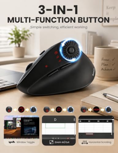 SABLUTE MAM51 Ergonomic Mouse, Bluetooth Mouse with Side Scroll Wheel