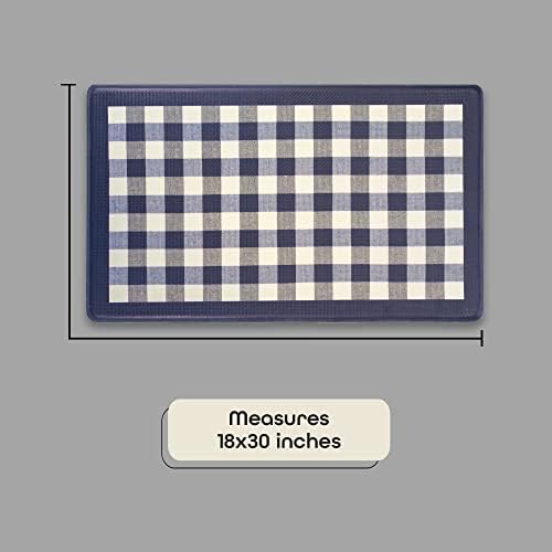 Anti-Fatigue Floor Comfort Mat, 18 x 30 in, Buffalo Check Navy, Waterproof