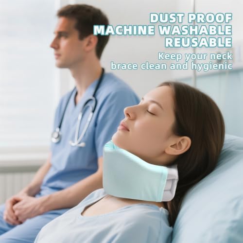 4 Piece Cervical Support Sleeve, Breathable Dustproof Cervical Support Sleeve, Elastic Soft Neck Brace Covers - For Men and Women, Suitable for Sleep Work Daily Use (Blue)