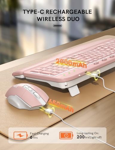 SABLUTE Wireless Keyboard and Mouse Combo, Ergonomic Wave with Wrist Rest