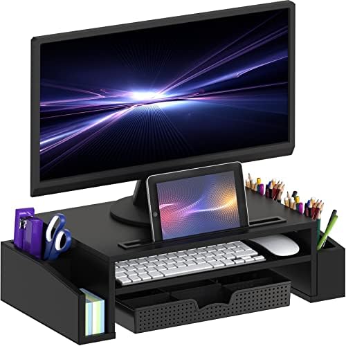 Simple Houseware Desk Monitor Stand Riser w/ Adjustable Tray, Black