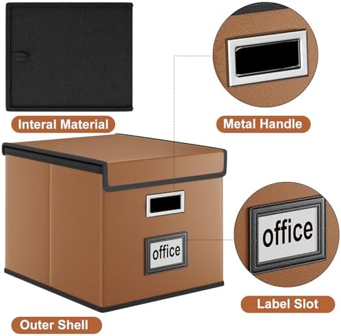 File Organizer Box with Lids, Collapsible File Folder Organizer