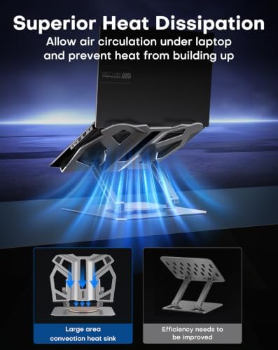 OMOTON Heavy Laptop Stand for Desk, 360° Rotating Aluminum Gaming Riser