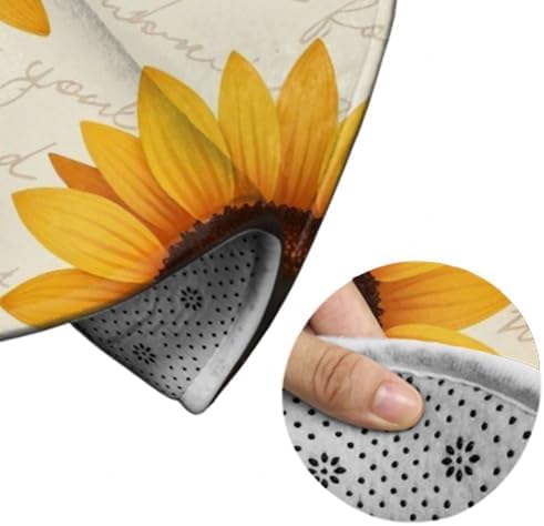 Large Machine Washable Circular Rugs, Home Decor Round Mat for Living Room Sofa Office You are My Sunshine Bees Sunflowers Print