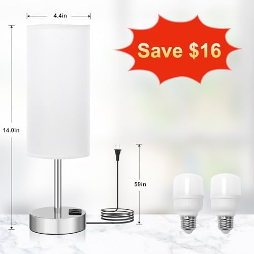 Dicoool Touch Table Lamp for Bedroom Set of 2 - Small Desk Lamp for Dorm