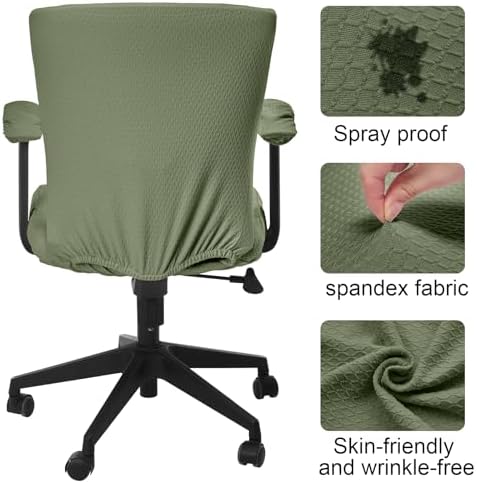 4 Pcs Office Chair Covers Set Computer Armrest Slipcover Seat, Grass Green