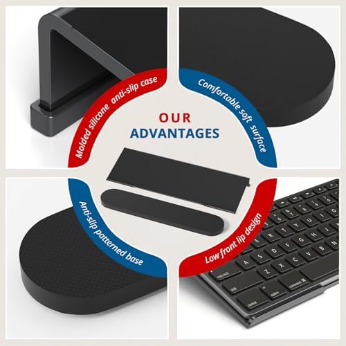 KOTEMON Acrylic Tilted Computer Keyboard Stand for Ergonomic Typing, Keyboard Tray Holder with Silicone Non-Slip Case, Black