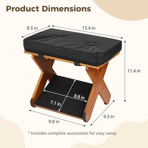 Double Step Foot Rest Under Desk, Ergonomic Wood Foot Stool with PU Cushion Top, Desk Foot Rest for Office Chair, Under Desk Footrest Stool for Work, Leg Rest Support (Walnut Finish)