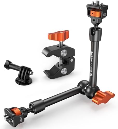 K&F CONCEPT 11" Magic Arm Clamp with ARRI 1/4" & 3/8" Thread Screw