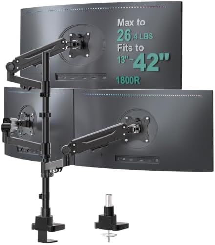 WALI Stacked Triple Monitor Mount for 13-42 inch Curved Screen, Max 26.4lbs