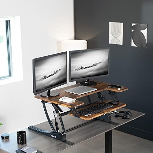 VIVO Rustic Vintage Brown 36 inch Standing Desk Converter, DESK-V000VN