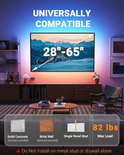 Perlegear TV Wall Mount with LED Lights for 28–65 Inch TVs up to 82 lbs