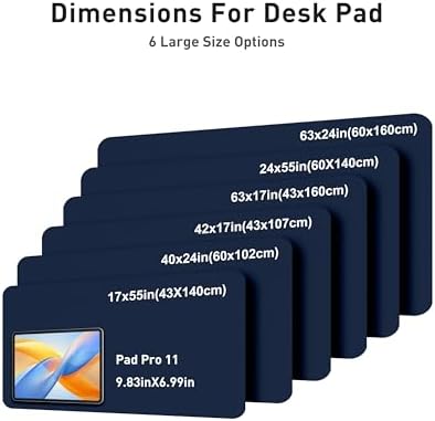 Aothia Faux Leather Desk Mat - Large Mouse Pad, Non-Slip PU Leather Blotter, Waterproof Writing Surface for Office and Home (Dark Blue, 40" x 24")