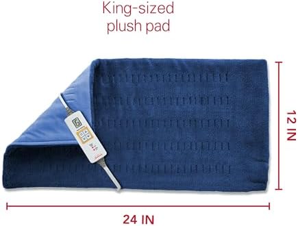 Sunbeam XL Heating Pad for Back Neck and Shoulder Pain Relief Auto Shut Off 6 Heat Settings Extra Large 12 x 24 Navy Ideal for Muscle Aches and Arthritis Pain