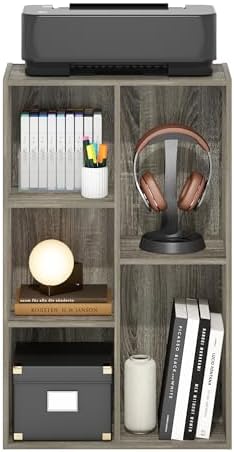 Furinno LUDER Book Shelf, 5-Cube Bookshelf, Reversible Bookcase, 9.4 x 19.5 x 31.5, Easy Assembly, for Living Room, Bedroom, Home Office, French Oak