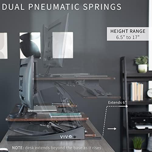 VIVO Dark Walnut 36 inch Standing Desk Converter, DESK-V000VD
