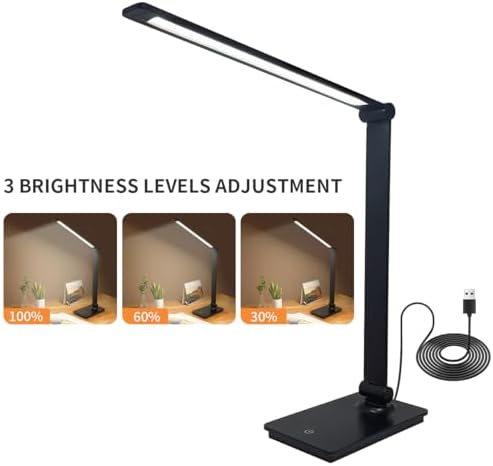 LUJOLUMIN Foldable LED Desk Lamp, 700LM Eye-Caring Light with USB Cable