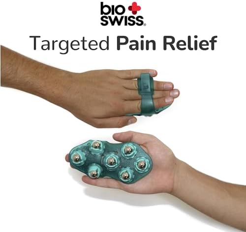 BioSwiss Massage Glove with Steel Roller Balls, Handheld Full Body Massager for Back, Neck, Shoulders, and Legs