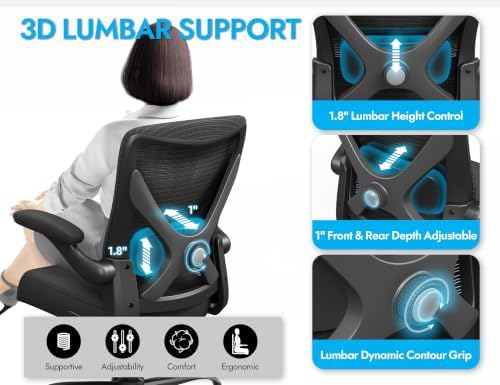Office Chair: 330LBS Mesh Ergonomic Desk Chair Comfy with 3D Lumbar& Swivel