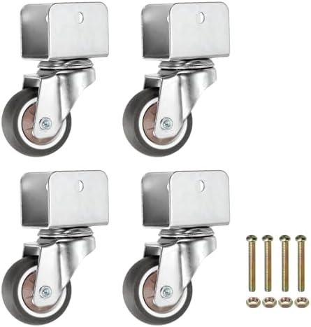 PATIKIL 1.5 Inch Caster Wheels, 4 Pcs Swivel Casters with 1" U Bracket Opening 55 Lb Capacity Per Caster for Furniture Office Chairs Carts and Cabinets, Brown