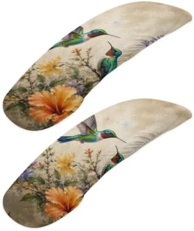 Office Chair Arm Covers Set of 2, Hummingbird Hibiscus Printed Removable Stretchable Gaming Chair Arm Rest Slipcovers, Dust-Proof Soft Elastic Computer Chair Armrest Covers, Home Decor