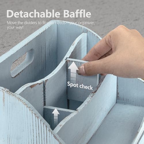 RebeeVision Mail Organizer: Wood Desk Organizer with 4-Slot for Office,Blue