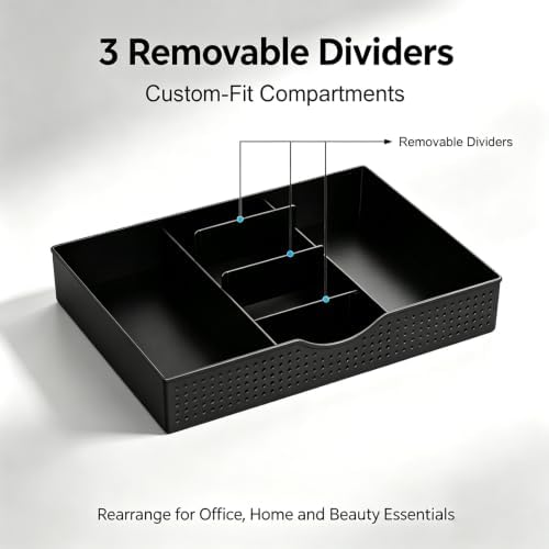 gianotter Desk Organizers and Accessories, Monitor Stand with Drawer and 2 Pen Holder, Desktop Organizer Suitable for Offices and Dormitories (Matte Black)