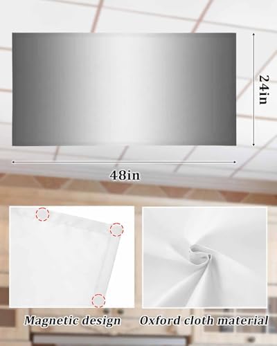 Grey Minimalist Geometric Gradual Solid White Magnetic Fluorescent Light Covers for Ceiling Lights 2 x 4 Feet, Office Classroom Kitchen Drop Ceiling Light Covers Lighting Filters Shade Panel 2 Packs