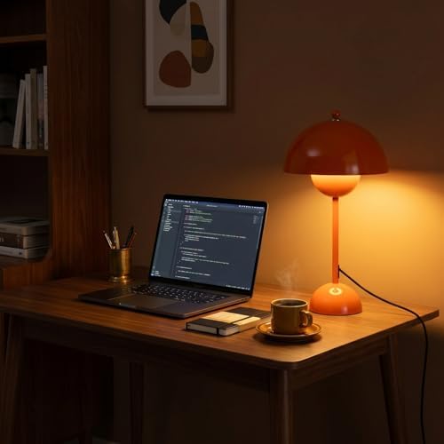 Creative Mid-Century Modern Bud Table Lamp for Home&Office, Pastel Orange